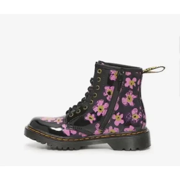 Girl's Boots Dr. Martens Pansey Fayre Boot Patent Lamper Size US 3 Black/Pink - Picture 3 of 8